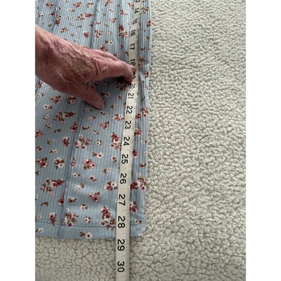 ACTIVE USA Women's Rib Knit Bustier Cami Tank Blue Ditsy Floral Body-con Dress M - Picture 8 of 9